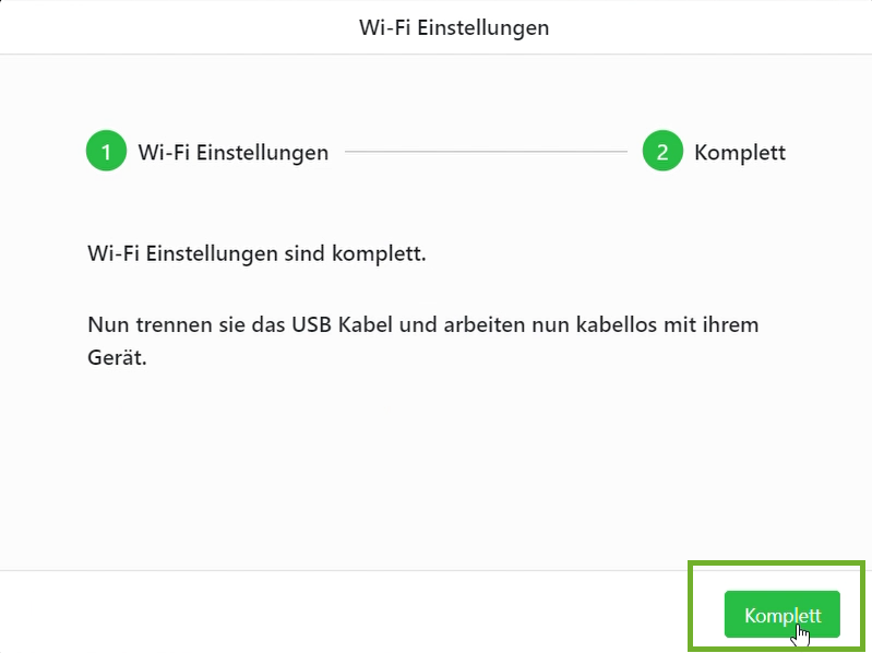 Mit dem Button "Komplett" bestätigen Sie die Eingaben.