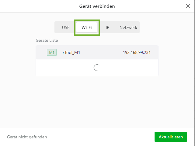 Unter Wi-Fi können Sie nun den M1 verbinden.