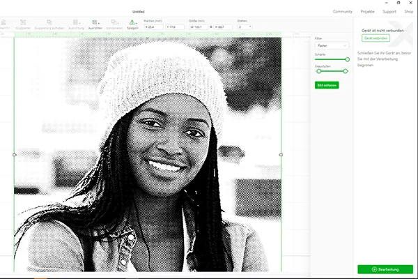 Kein Problem in der Creative Space Software,