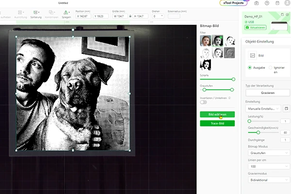 In der Creative Space Software können Sie Ihre Fotografien einfach umwandeln und anpassen.