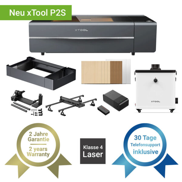 xTool P2S 55W CO2 Laser im All in One Bundle in grau