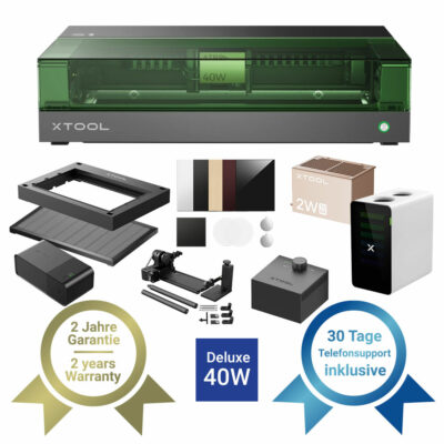 xTool S1 40W Diodenlaser Schwarz - All in One + IR Modul - Produktinhalt