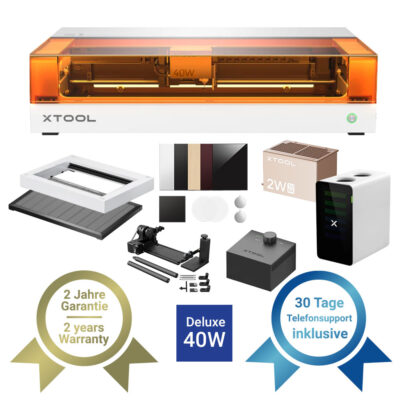 xTool S1 40W Diodenlaser im großen All in One Bundle mit zusätzlichen IR Kopf in weiss