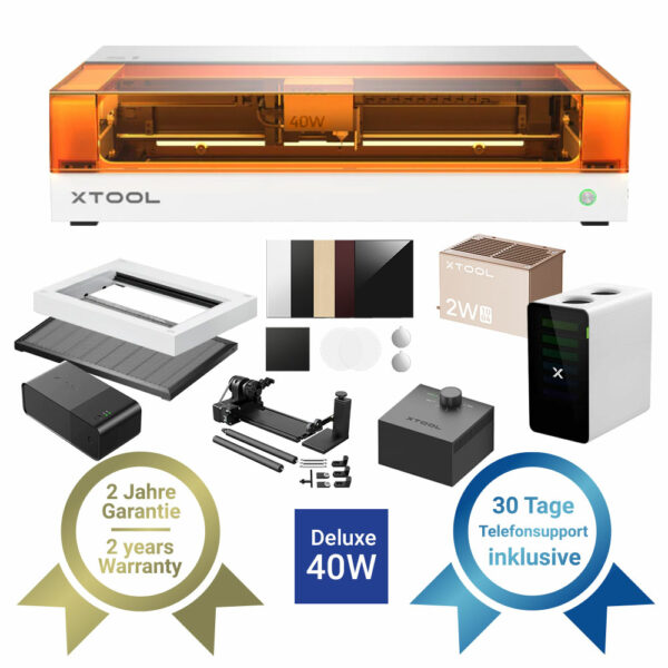 xTool S1 40W Diodenlaser Weiss - All in One + IR Modul - Produktinhalt