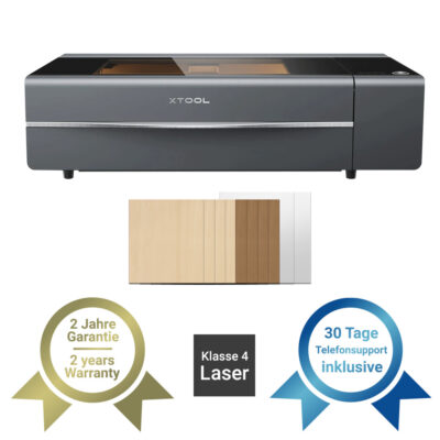 xTool P2S 55W CO2-Laser in schwarz mit Material Starter-Kit
