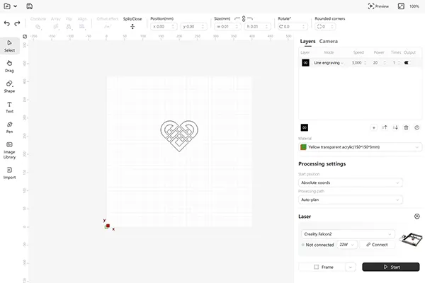 In der Falcon Design Space Software können Design und Motive erstellt oder angepasst werden.