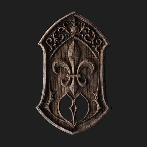 Ein aus Holz erstelltes Emblem