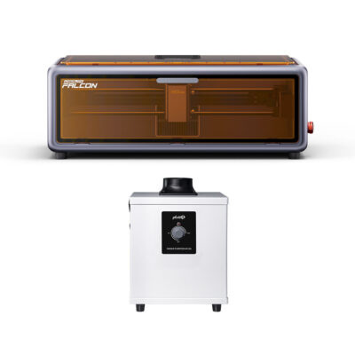 Creality Falcon A1 in silber, mit plottix AF150 Abluftfilter - Produktbild