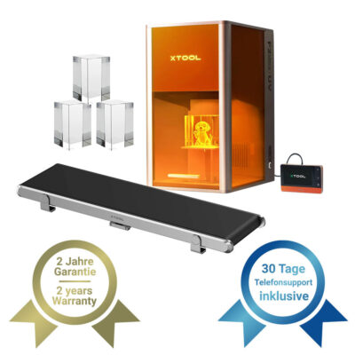 xTool F2 Ultra UV Laser + Streamline Förderband und Kristallglas