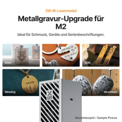 xTool 3W Infrarot Lasermodul für den M2 - Metallmuster