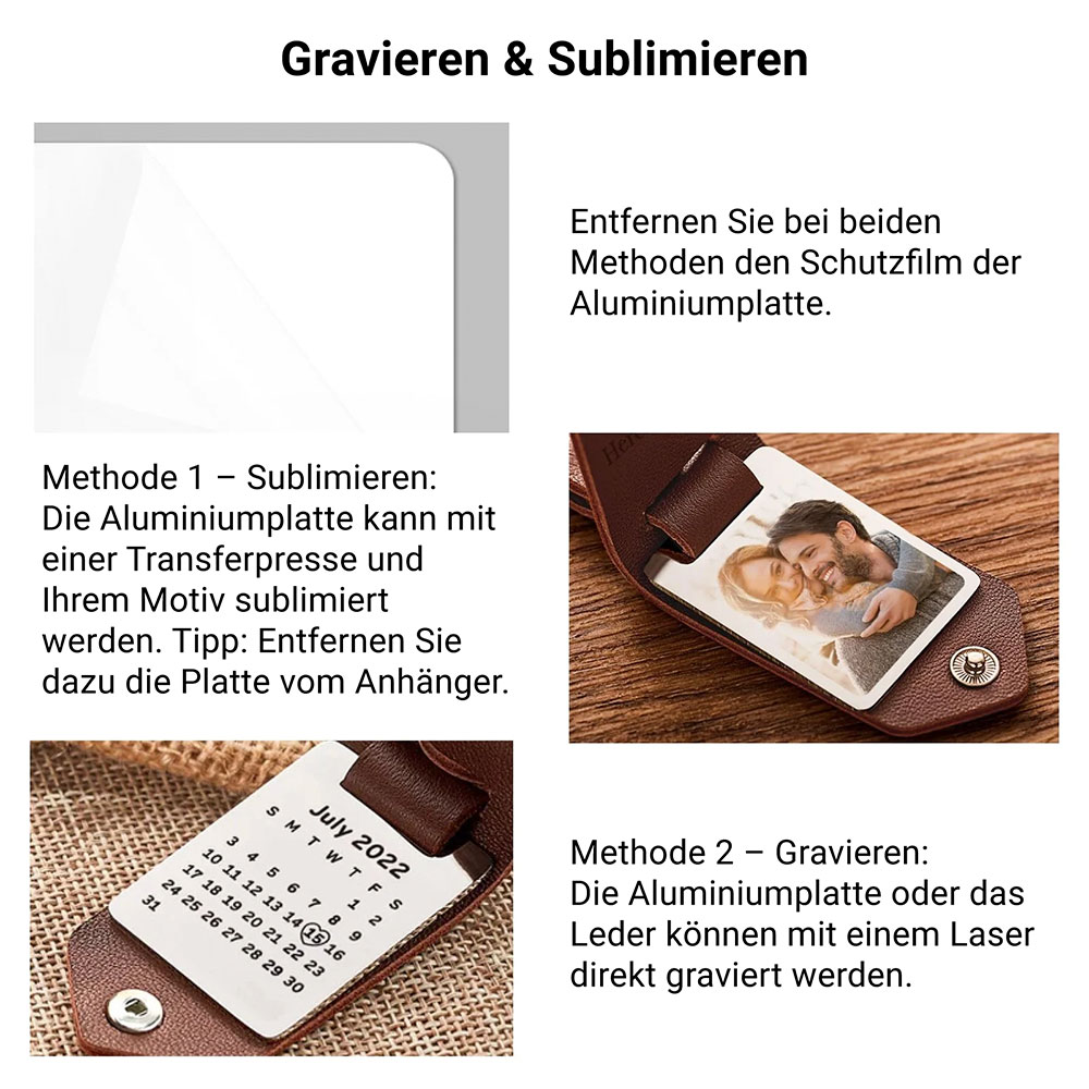 Schlüsselanhänger mit Sublimationsplatte - Verarbeitungsvarianten