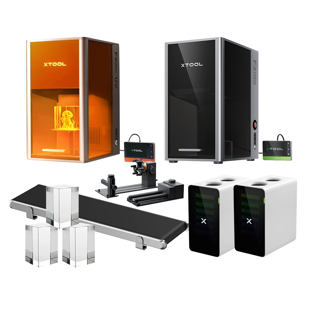 xTool F2 Ultra Dual + F2 Ultra UV (LK4) - Purifier Duo - Lieferumfang
