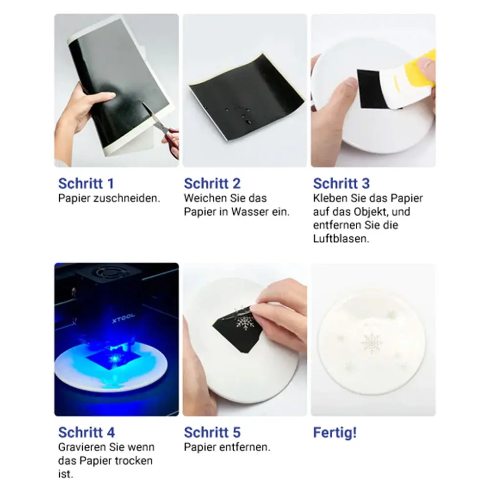 Dieses Beschriftungspapier eignet sich hervorragend für Gravuren auf Keramik oder Glas und sorgt stets für optimale Ergebnisse.