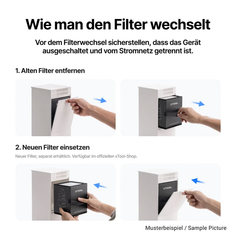 xTool F2 Abluftfilter Go - Handhabung