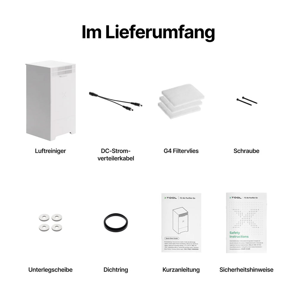 xTool F2 Abluftfilter Go - Lieferumfang