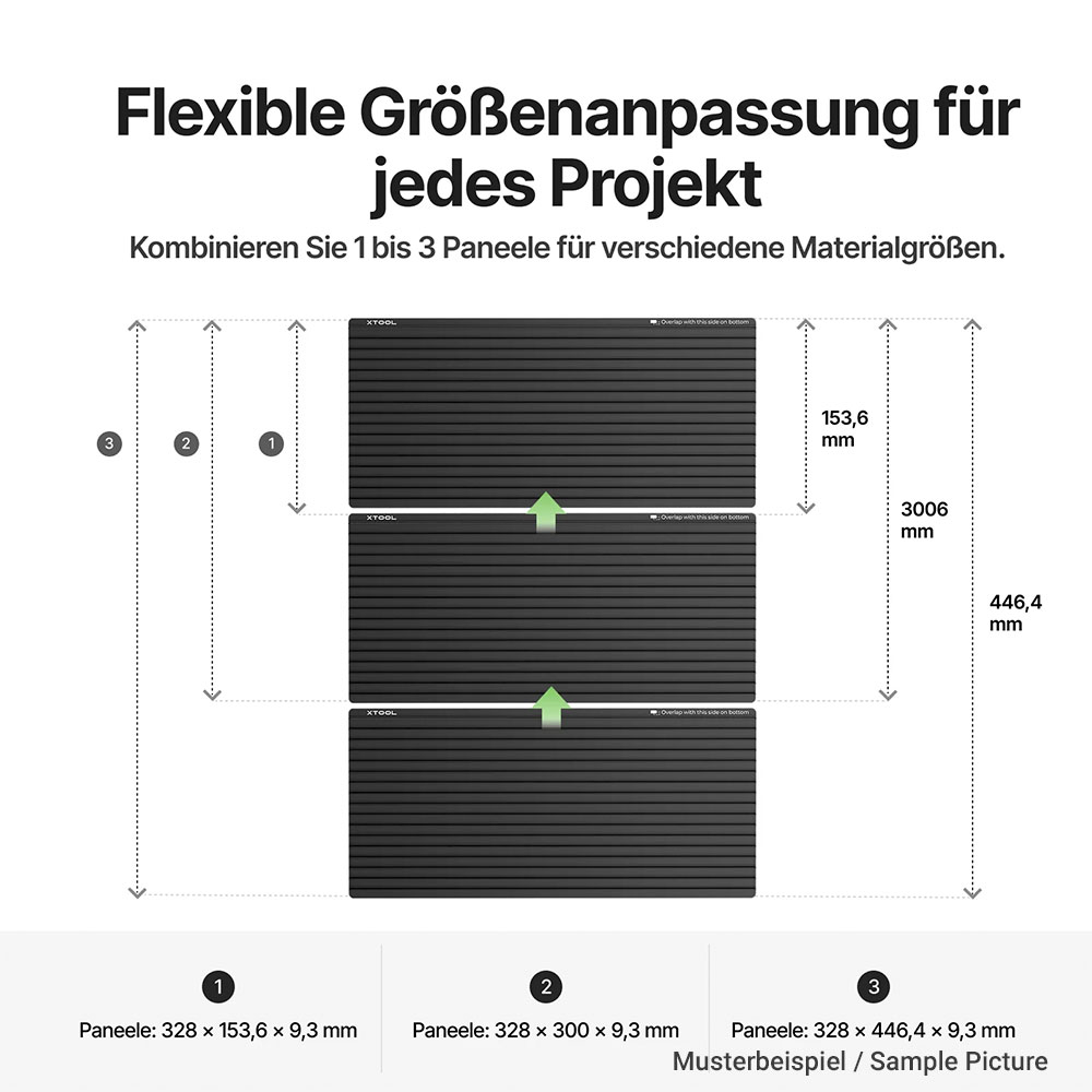 xTool M2 CleanCut Panel - Größenübersicht